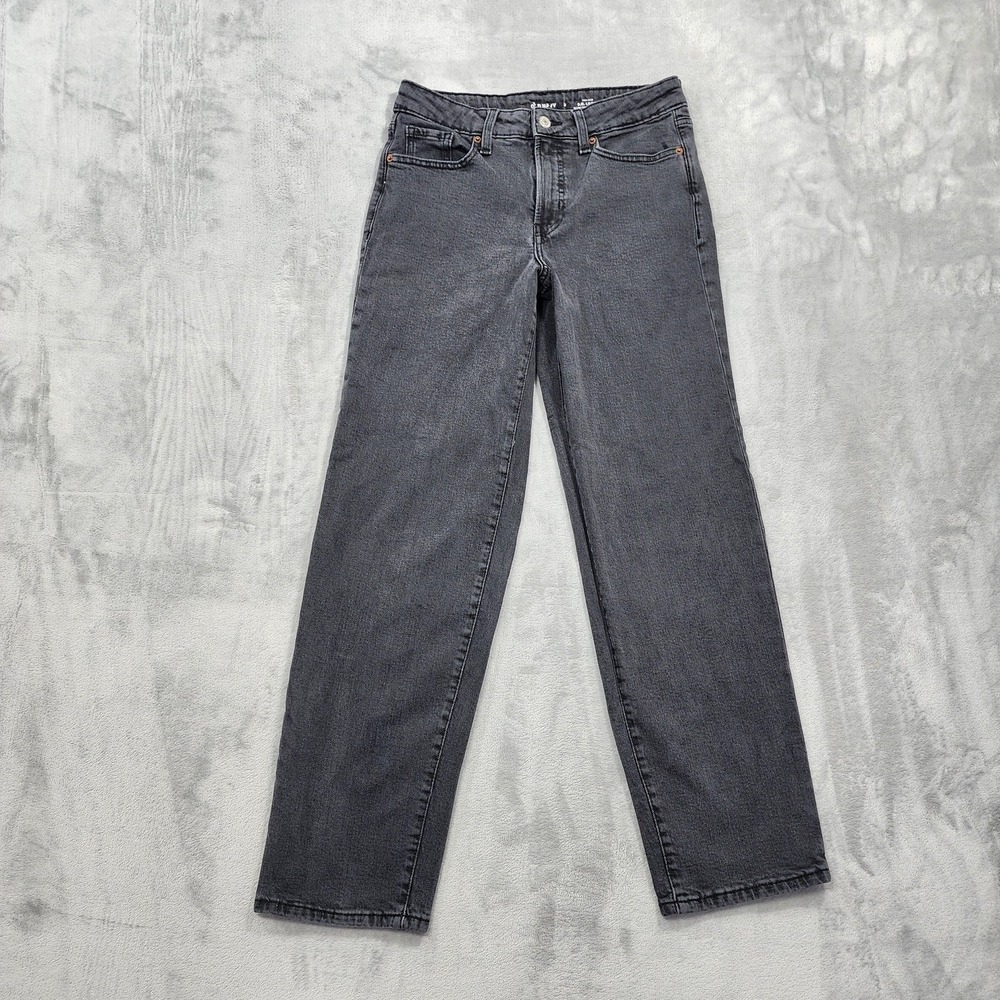 Old Navy Jeans Womens 2 Gray High Rise O.G. Loose Straight Relaxed Stretch Denim